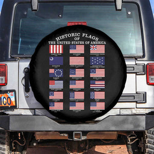 Historic Flags of The United States of America Spare Tire Cover US History 4th of July