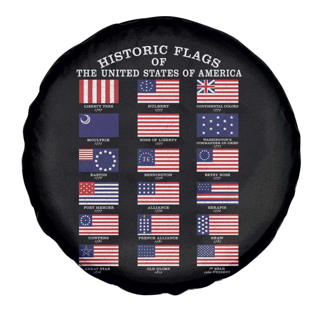 Historic Flags of The United States of America Spare Tire Cover US History 4th of July