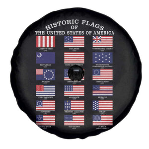Historic Flags of The United States of America Spare Tire Cover US History 4th of July