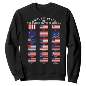 Historic Flags of The United States of America Sweatshirt US History 4th of July