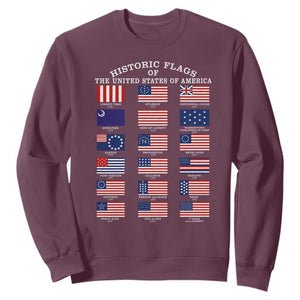 Historic Flags of The United States of America Sweatshirt US History 4th of July