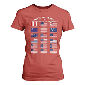 Historic Flags of The United States of America T Shirt For Women US History 4th of July TS11 Red Print Your Wear