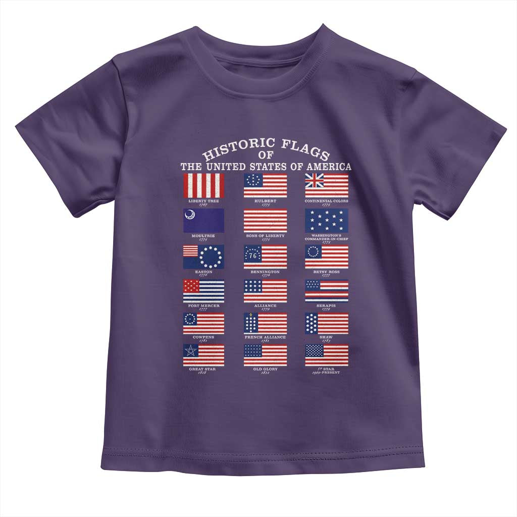 Historic Flags of The United States of America Toddler T Shirt US History 4th of July TS11 Purple Print Your Wear
