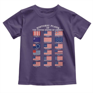 Historic Flags of The United States of America Toddler T Shirt US History 4th of July TS11 Purple Print Your Wear