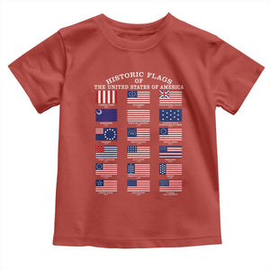 Historic Flags of The United States of America Toddler T Shirt US History 4th of July TS11 Red Print Your Wear