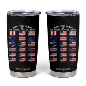 Historic Flags of The United States of America Tumbler Cup US History 4th of July