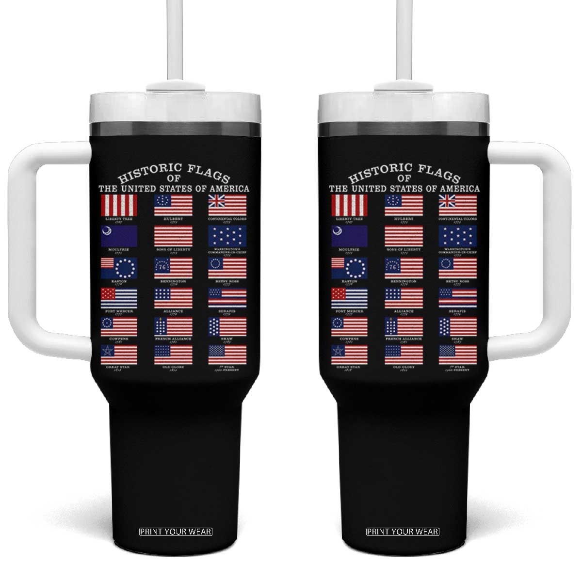 Historic Flags of The United States of America Tumbler With Handle US History 4th of July