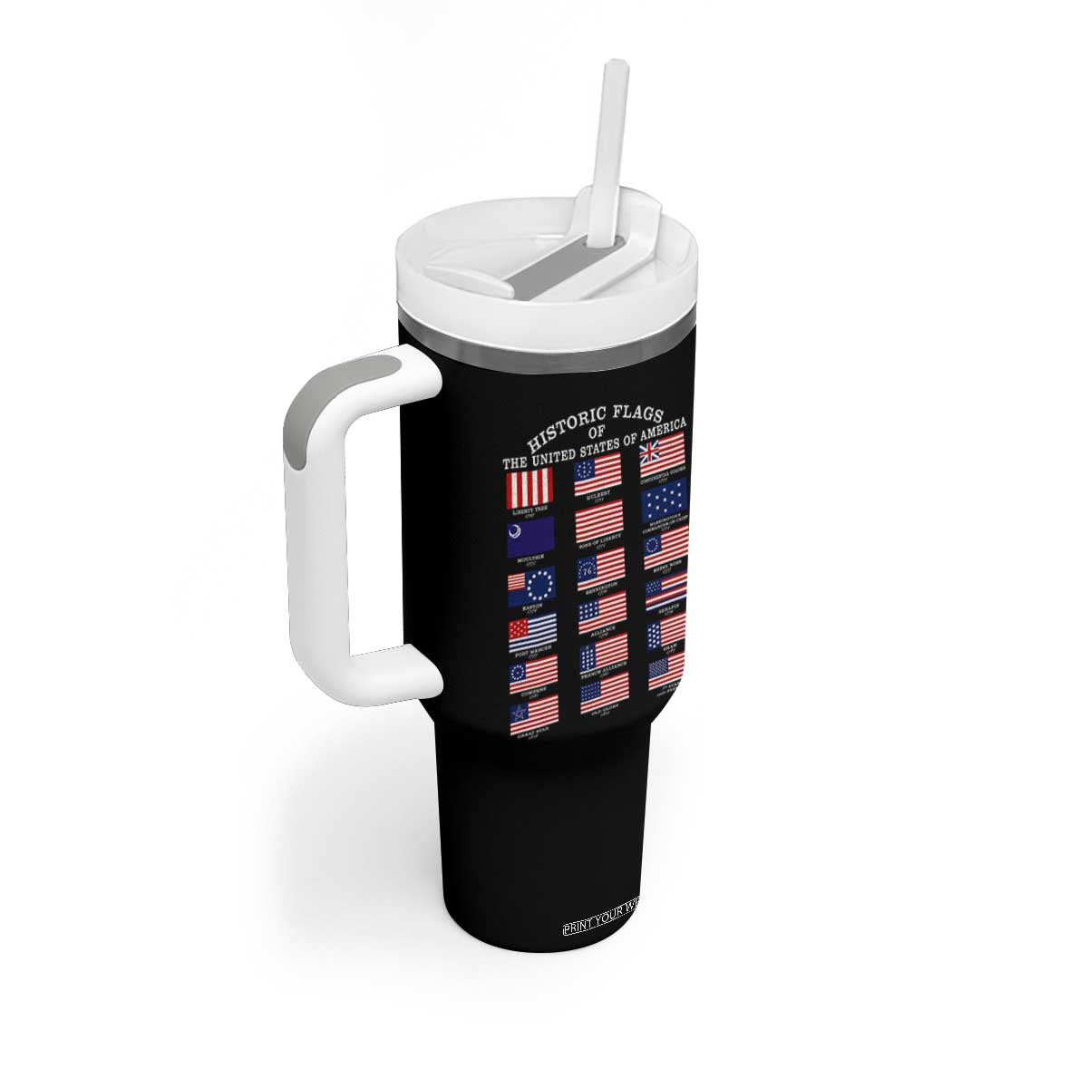 Historic Flags of The United States of America Tumbler With Handle US History 4th of July