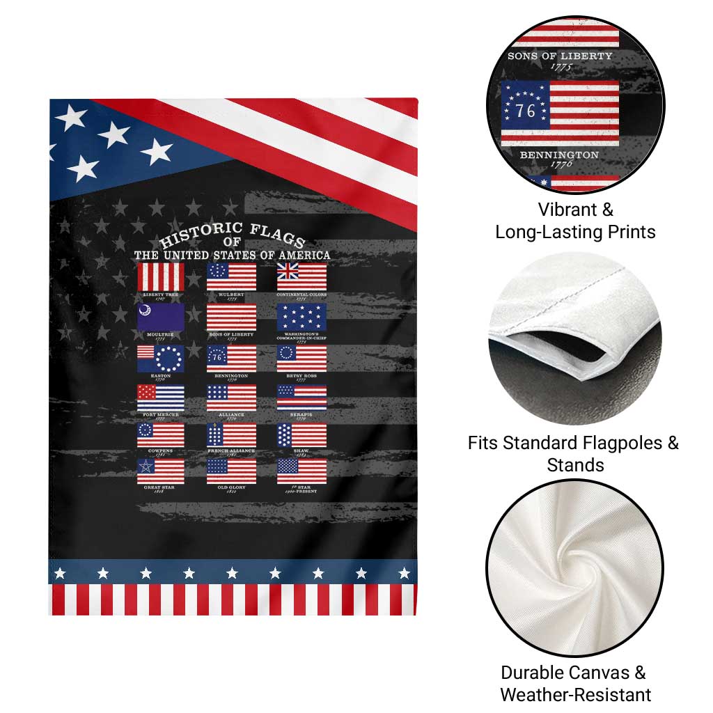Historic Flags of The United States of America Patriotic Garden Flag US History 4th of July TS11 Print Your Wear