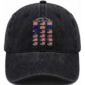 Historic Flags of The United States of America Washed Cotton Baseball Cap US History 4th of July