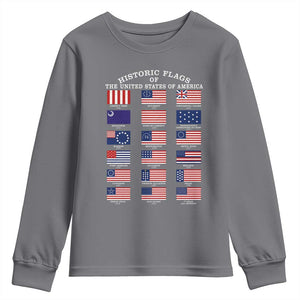 Historic Flags of The United States of America Youth Sweatshirt US History 4th of July