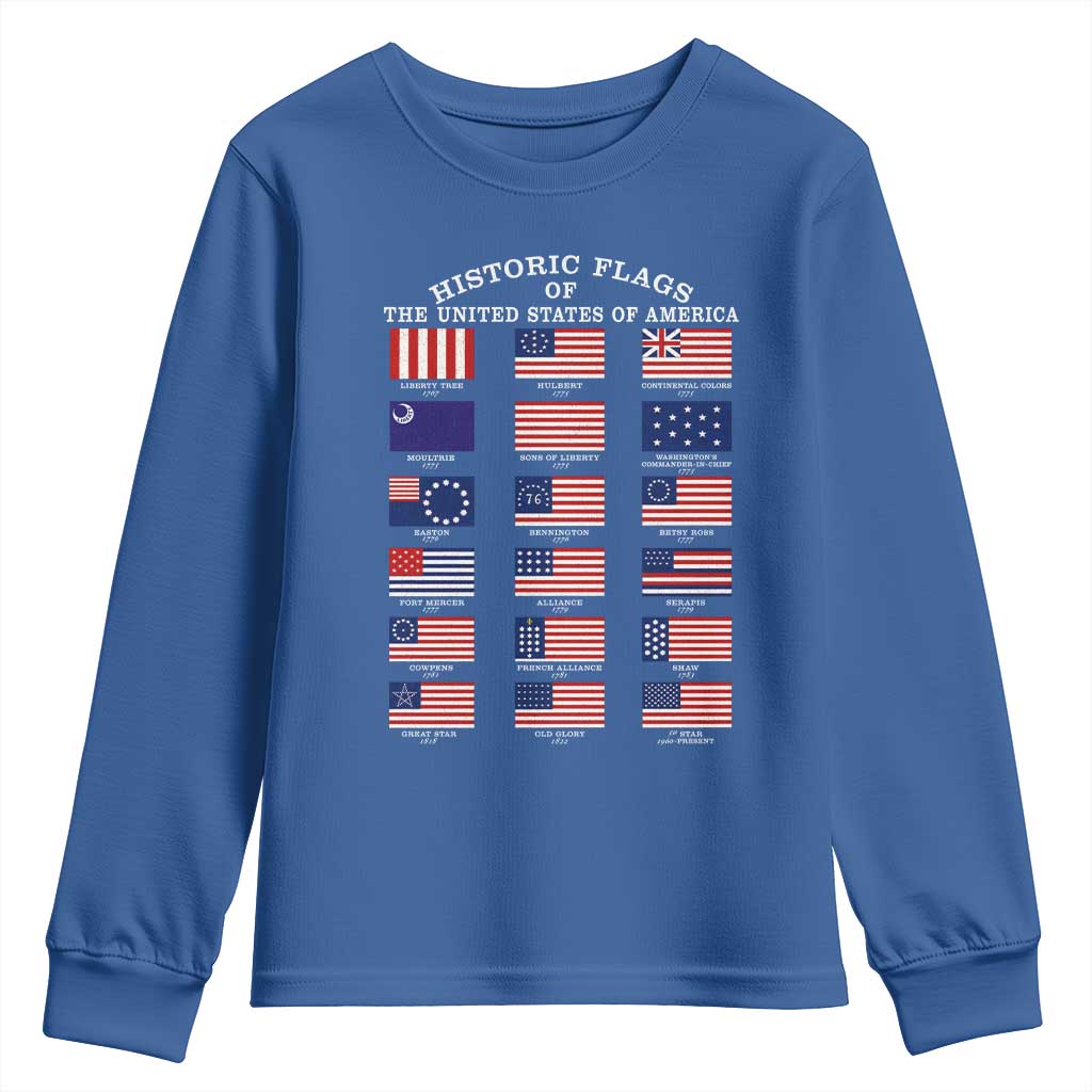 Historic Flags of The United States of America Youth Sweatshirt US History 4th of July