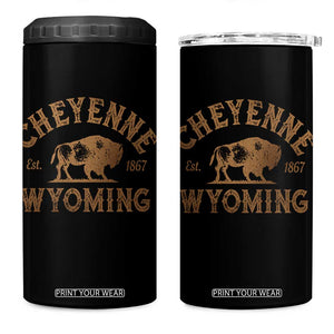 Cheyenne Wyoming Est 1867 WY Bison Cowboy State Pride 4 in 1 Can Cooler Tumbler