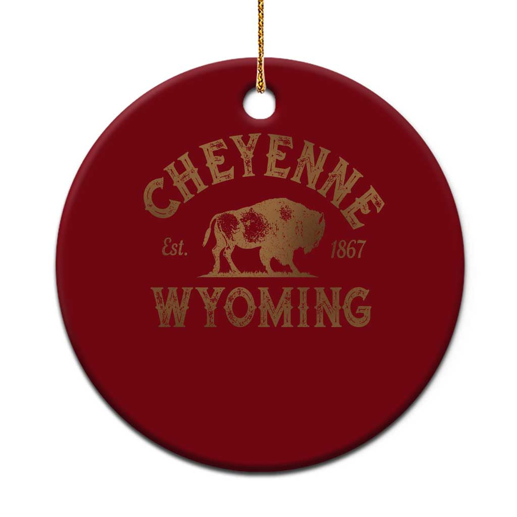 Cheyenne Wyoming Est 1867 WY Bison Cowboy State Pride Ceramic Ornament TS11 1pc Red Print Your Wear