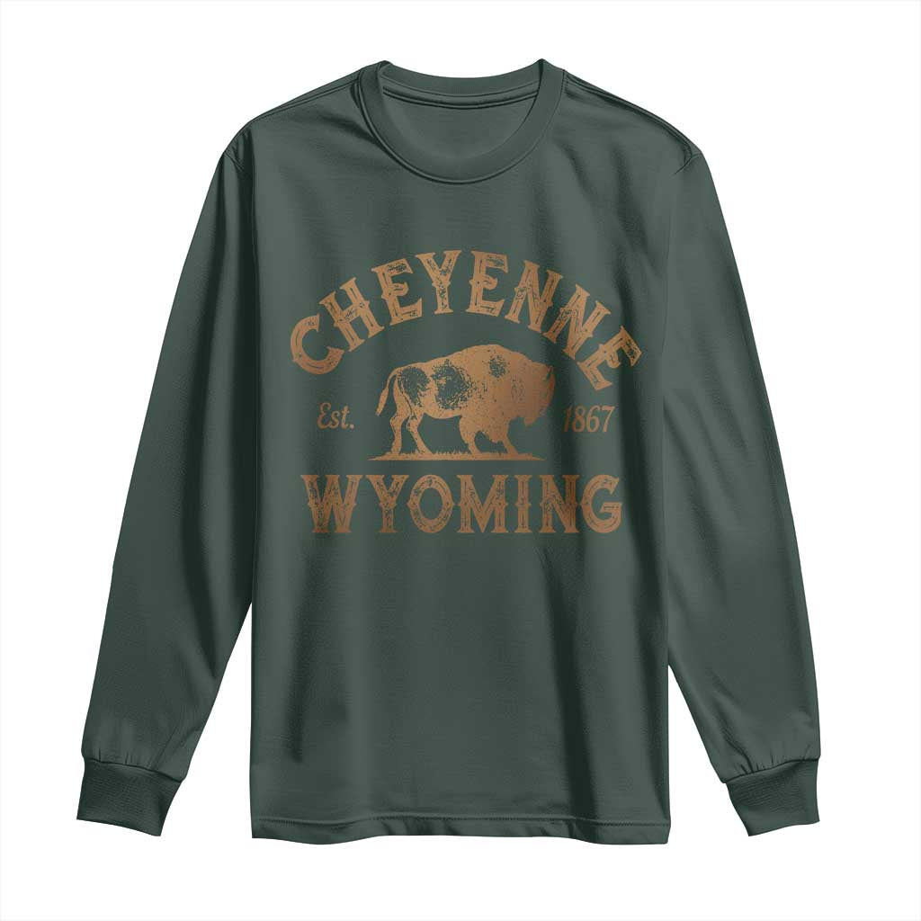 Cheyenne Wyoming Est 1867 WY Bison Cowboy State Pride Long Sleeve Shirt