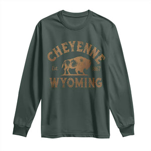 Cheyenne Wyoming Est 1867 WY Bison Cowboy State Pride Long Sleeve Shirt