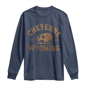 Cheyenne Wyoming Est 1867 WY Bison Cowboy State Pride Long Sleeve Shirt
