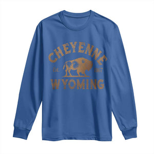 Cheyenne Wyoming Est 1867 WY Bison Cowboy State Pride Long Sleeve Shirt