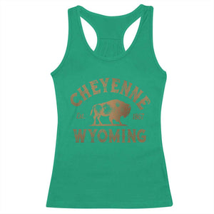 Cheyenne Wyoming Est 1867 WY Bison Cowboy State Pride Racerback Tank Top