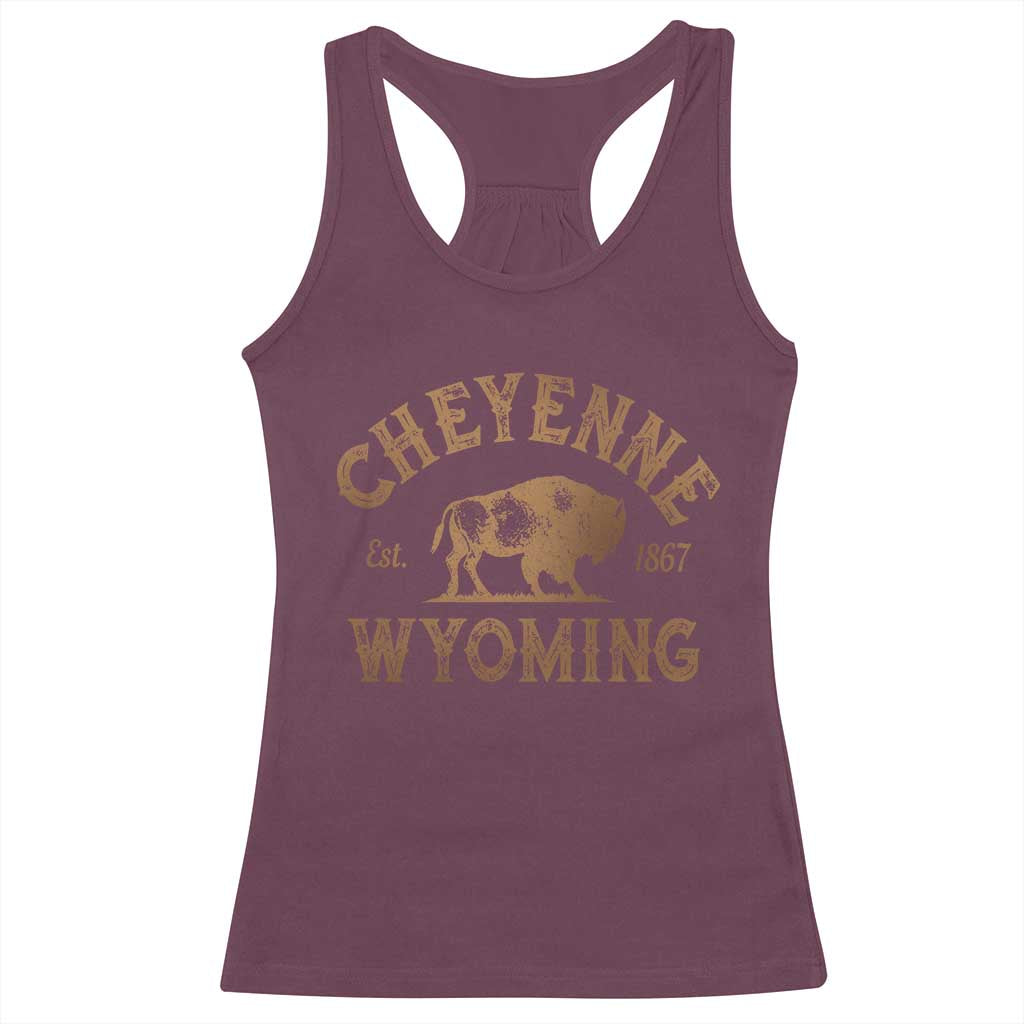 Cheyenne Wyoming Est 1867 WY Bison Cowboy State Pride Racerback Tank Top
