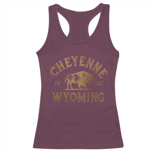 Cheyenne Wyoming Est 1867 WY Bison Cowboy State Pride Racerback Tank Top