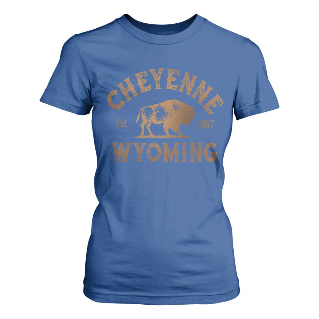 Cheyenne Wyoming Est 1867 WY Bison Cowboy State Pride T Shirt For Women