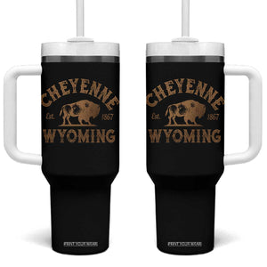 Cheyenne Wyoming Est 1867 WY Bison Cowboy State Pride Tumbler With Handle