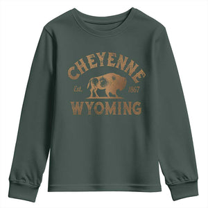 Cheyenne Wyoming Est 1867 WY Bison Cowboy State Pride Youth Sweatshirt