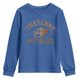 Cheyenne Wyoming Est 1867 WY Bison Cowboy State Pride Youth Sweatshirt