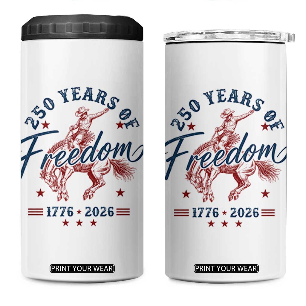 250 Years Of Freedom Cowboy 4 in 1 Can Cooler Tumbler Western 250th Anniversary USA 1776 2026
