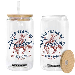 250 Years Of Freedom Cowboy Glass Can Western 250th Anniversary USA 1776 2026