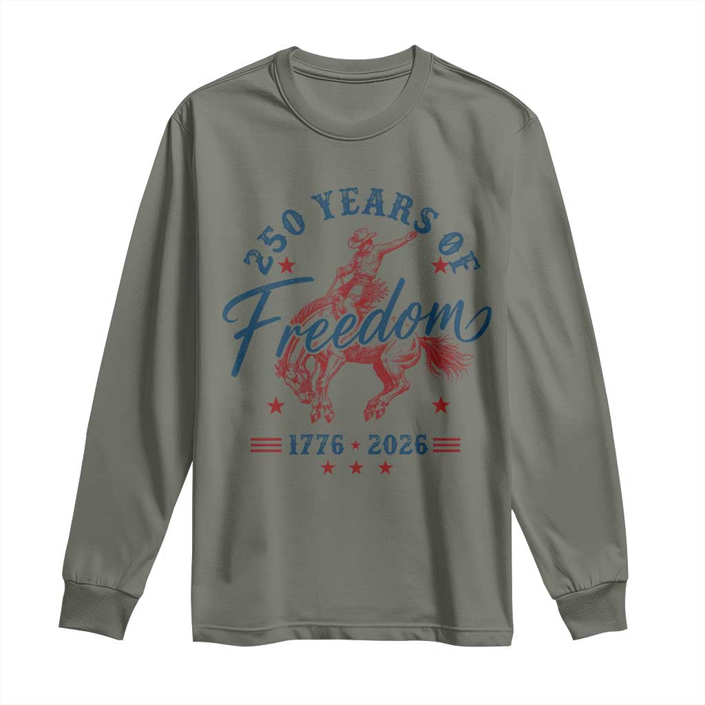 250 Years Of Freedom Cowboy Long Sleeve Shirt Western 250th Anniversary USA 1776 2026