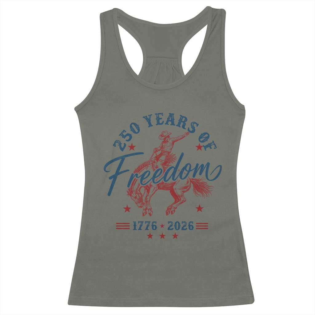 250 Years Of Freedom Cowboy Racerback Tank Top Western 250th Anniversary USA 1776 2026