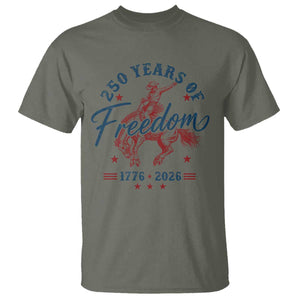 250 Years Of Freedom Cowboy T Shirt Western 250th Anniversary USA 1776 2026