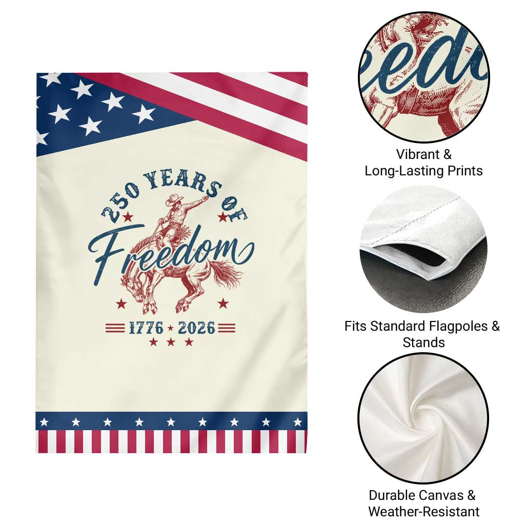 250 Years Of Freedom Cowboy Patriotic Garden Flag Western 250th Anniversary USA 1776 2026 TS11 Print Your Wear