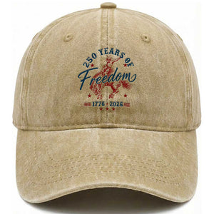 250 Years Of Freedom Cowboy Washed Cotton Baseball Cap Western 250th Anniversary USA 1776 2026