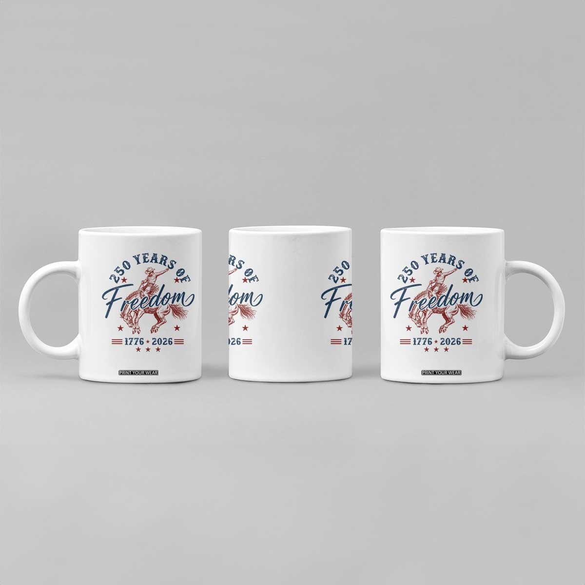 250 Years Of Freedom Cowboy Coffee Mug Western 250th Anniversary USA 1776 2026