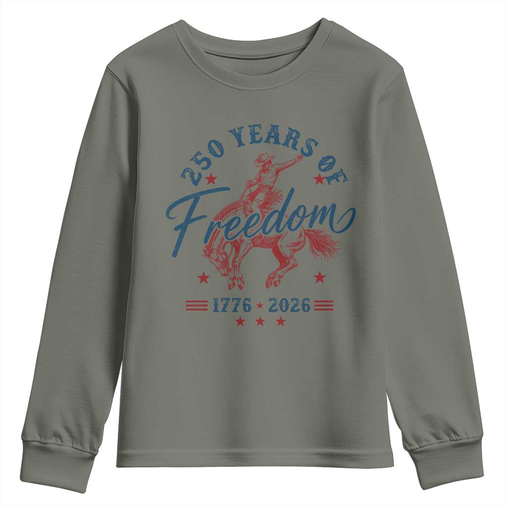 250 Years Of Freedom Cowboy Youth Sweatshirt Western 250th Anniversary USA 1776 2026