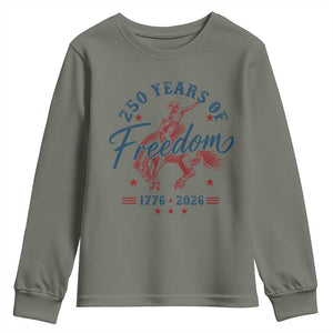 250 Years Of Freedom Cowboy Youth Sweatshirt Western 250th Anniversary USA 1776 2026