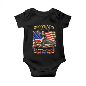 250 Years George Washington Riding Shark Baby Onesie Funny July 4th American Flag 1776 2026 TS11 Black Print Your Wear