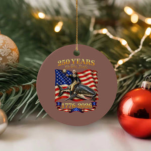 250 Years George Washington Riding Shark Ceramic Ornament Funny July 4th American Flag 1776 2026 TS11 1pc Mocha Print Your Wear