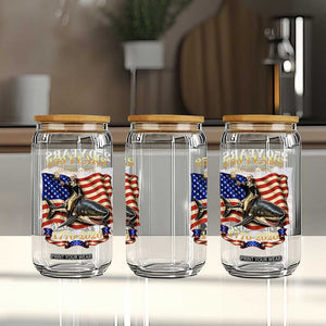 250 Years George Washington Riding Shark Glass Can Funny July 4th American Flag 1776 2026