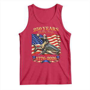 250 Years George Washington Riding Shark Tank Top Funny July 4th American Flag 1776 2026 TS11 Red Print Your Wear