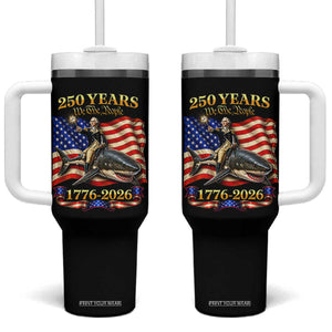 250 Years George Washington Riding Shark Tumbler With Handle Funny July 4th American Flag 1776 2026