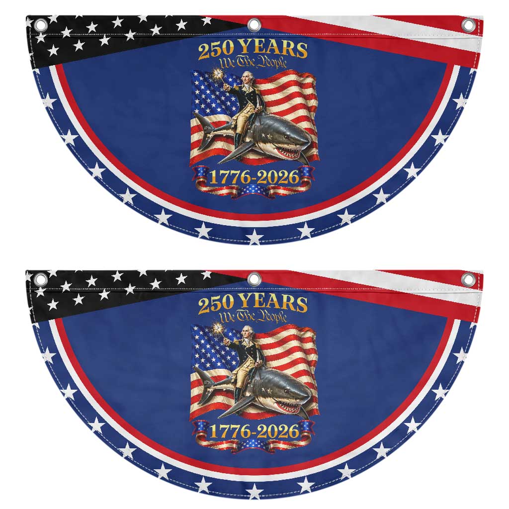 250 Years George Washington Riding Shark Patriotic Fan Flag Funny July 4th American Flag 1776 2026