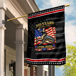 250 Years George Washington Riding Shark Patriotic Garden Flag Funny July 4th American Flag 1776 2026