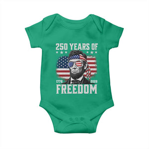 Abraham Lincoln 250 Years Of Freedom Baby Onesie 1776 2026 4th of July