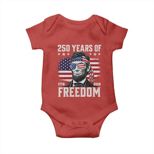 Abraham Lincoln 250 Years Of Freedom Baby Onesie 1776 2026 4th of July