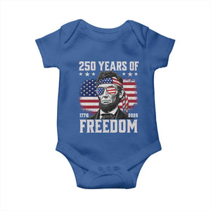 Abraham Lincoln 250 Years Of Freedom Baby Onesie 1776 2026 4th of July