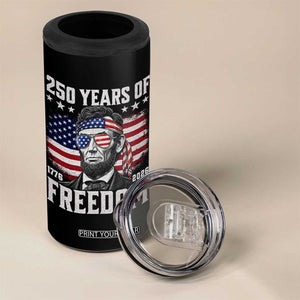 Abraham Lincoln 250 Years Of Freedom 4 in 1 Can Cooler Tumbler 1776 2026 4th of July